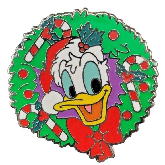 Disney Donald Duck Trading Pin Santa Christmas Wreath Candy Cane Badge Brooch - Picture 1 of 5